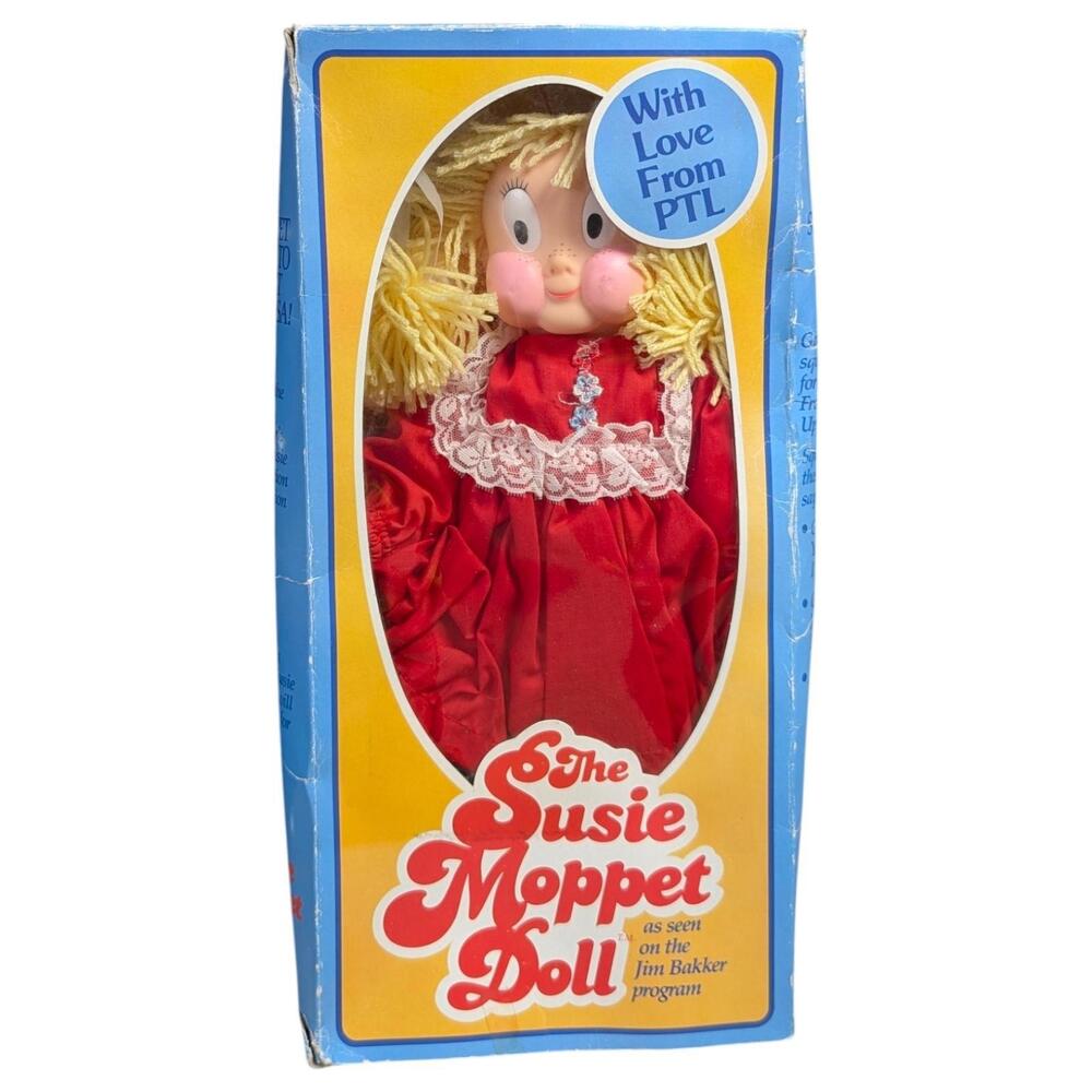 Vintage Susie Moppet Doll Jim Bakker PTL 1985 Boxed Voice Heritage USA Puppet‎